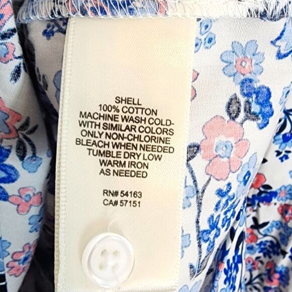 NWT Eliza J Floral Button Front Tiered Puff Sleeve 100% Cotton Shirt Dress SZ 0 - Picture 10 of 10